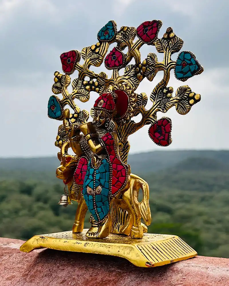 Hamare Krishna Ji Brass Finish Antique Idol