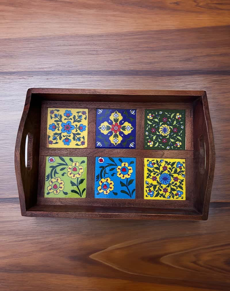 Handmade Blue Pottery Serving Tray