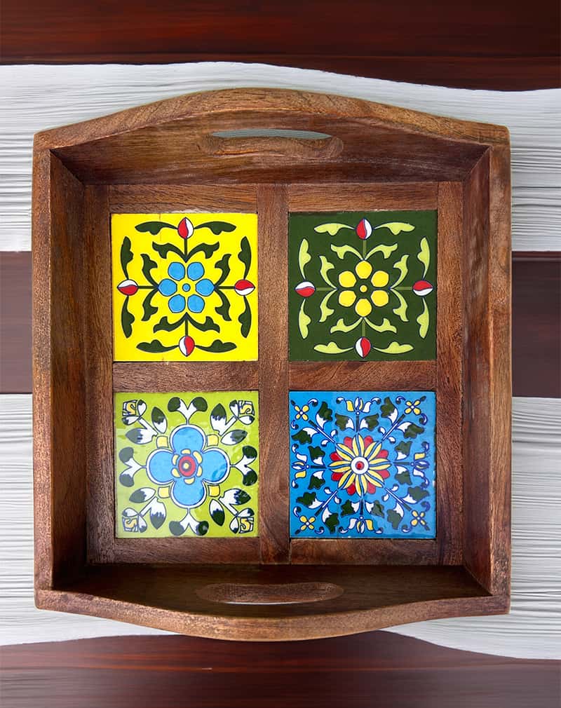 Handmade Blue Pottery Serving Tray