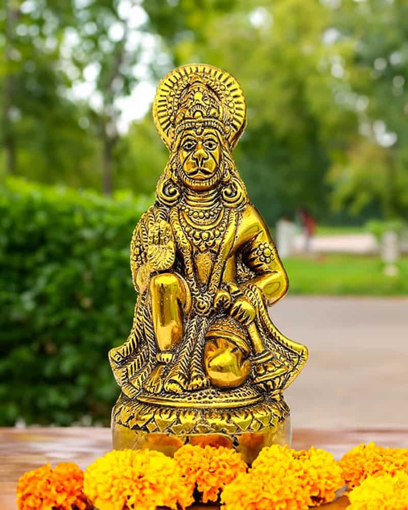 Blessing Hanuman Ji Brass Finish Idol