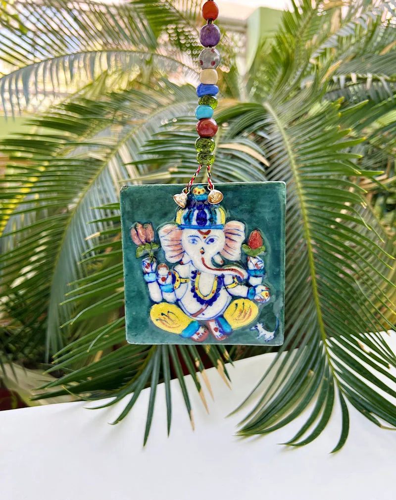 Blue Pottery Lord Ganesha Wall Hanging