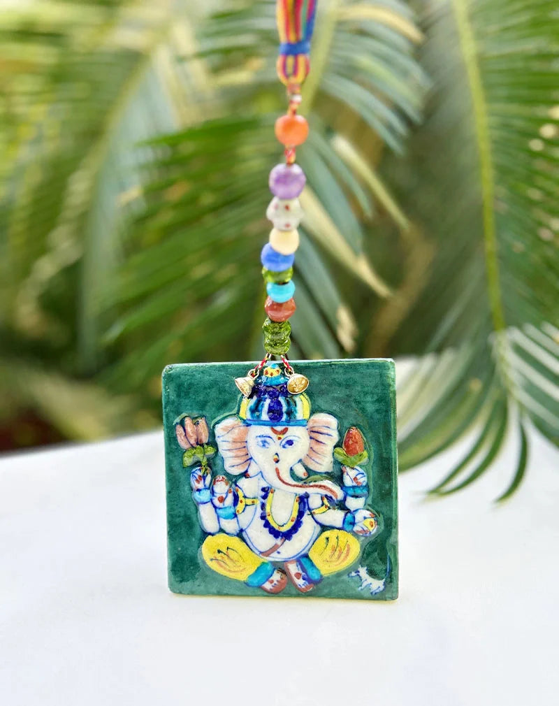 Blue Pottery Lord Ganesha Wall Hanging