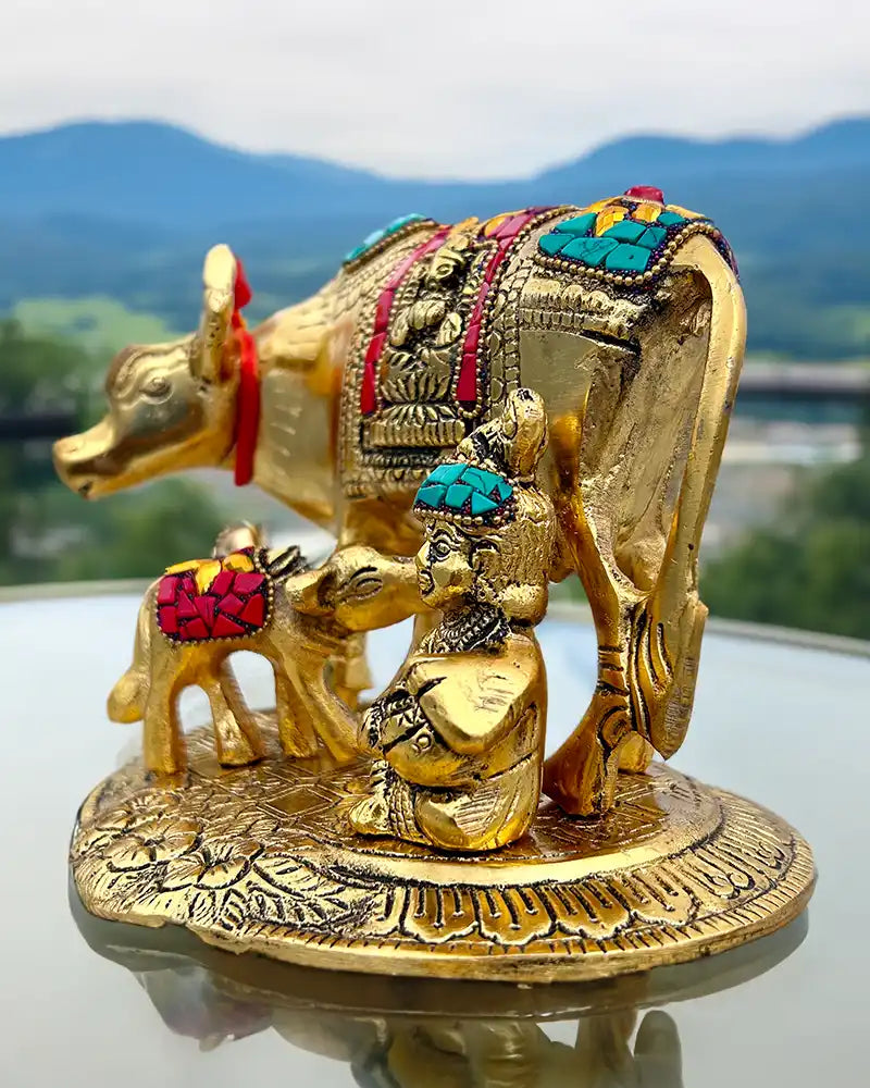 Kanha ji Krishna Brass Finish Idol